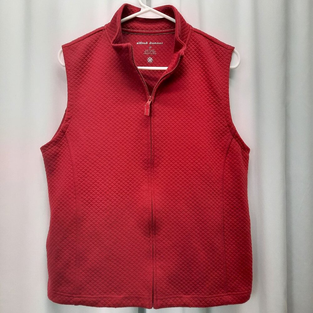 Womens Size 10 Alfred Dunner Red Quilted Vest Full Zip Sleeveless Jacket Fall